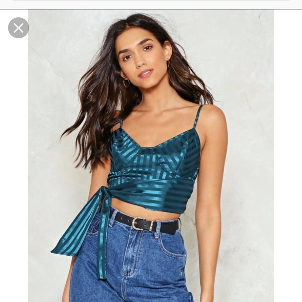 Nasty gal satin striped crop top